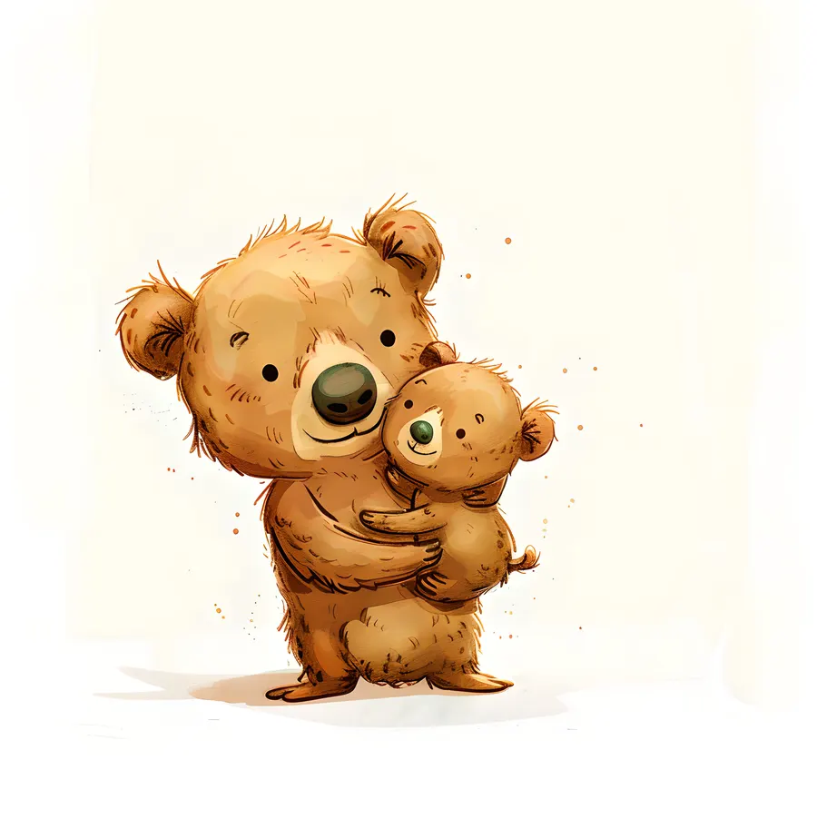 A parent animal hugging its little one, the personalized name page